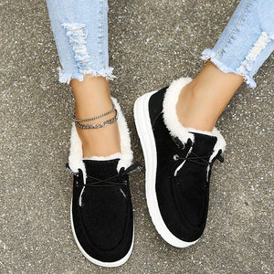 Chaussures Femme Velours Côtelé, Fausse Fourrure, Lacets, Semelle Caoutchouc-82593-44538179-0a41-408a-b248-58d8e9970217