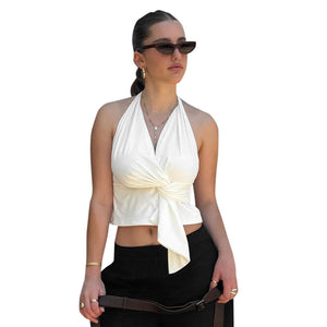 Haut Halter Noué Femme - Coupe Cropped, Style Enveloppant-Marais Paris-Marais Paris