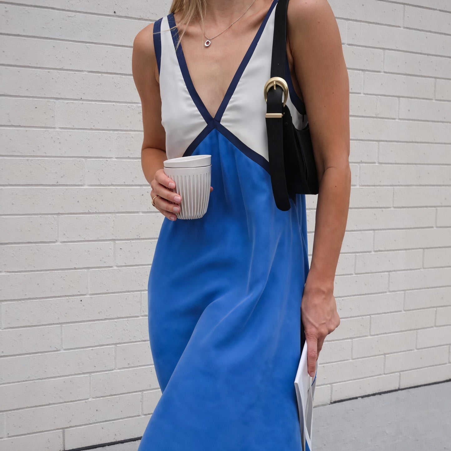 Robe Color Block Femme - Élégante, Fluide, Sans Manches-Marais Paris-Bleu-S-Marais Paris