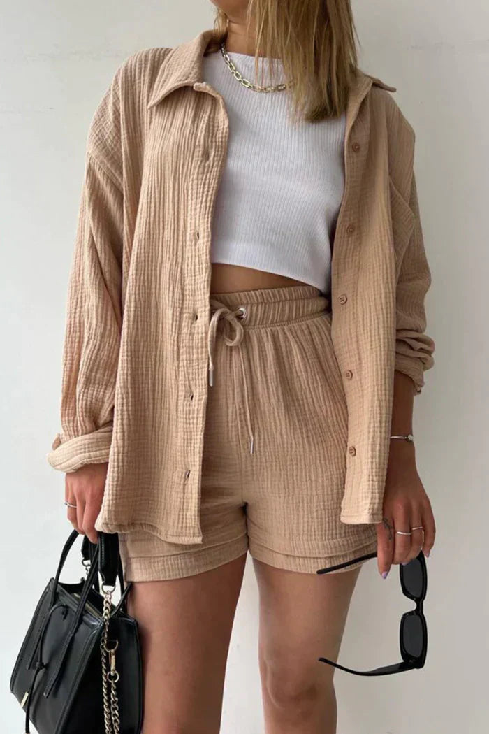 Ensemble Coordonné Détente - Chemise, Débardeur & Short Confortable-Shorts Sets-Marais Paris-Marais Paris