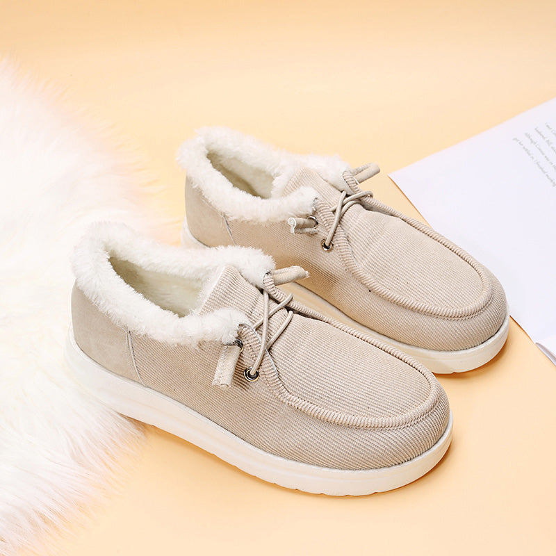 Chaussures Femme Velours Côtelé, Fausse Fourrure, Lacets, Semelle Caoutchouc-82593-58591ec1-41ef-46e9-838a-e0c53b8d0cd6