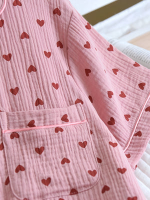 Ensemble Pyjama Femme - Chemise Boutonnée, Short Cœur-Loungewear-Marais Paris-Marais Paris