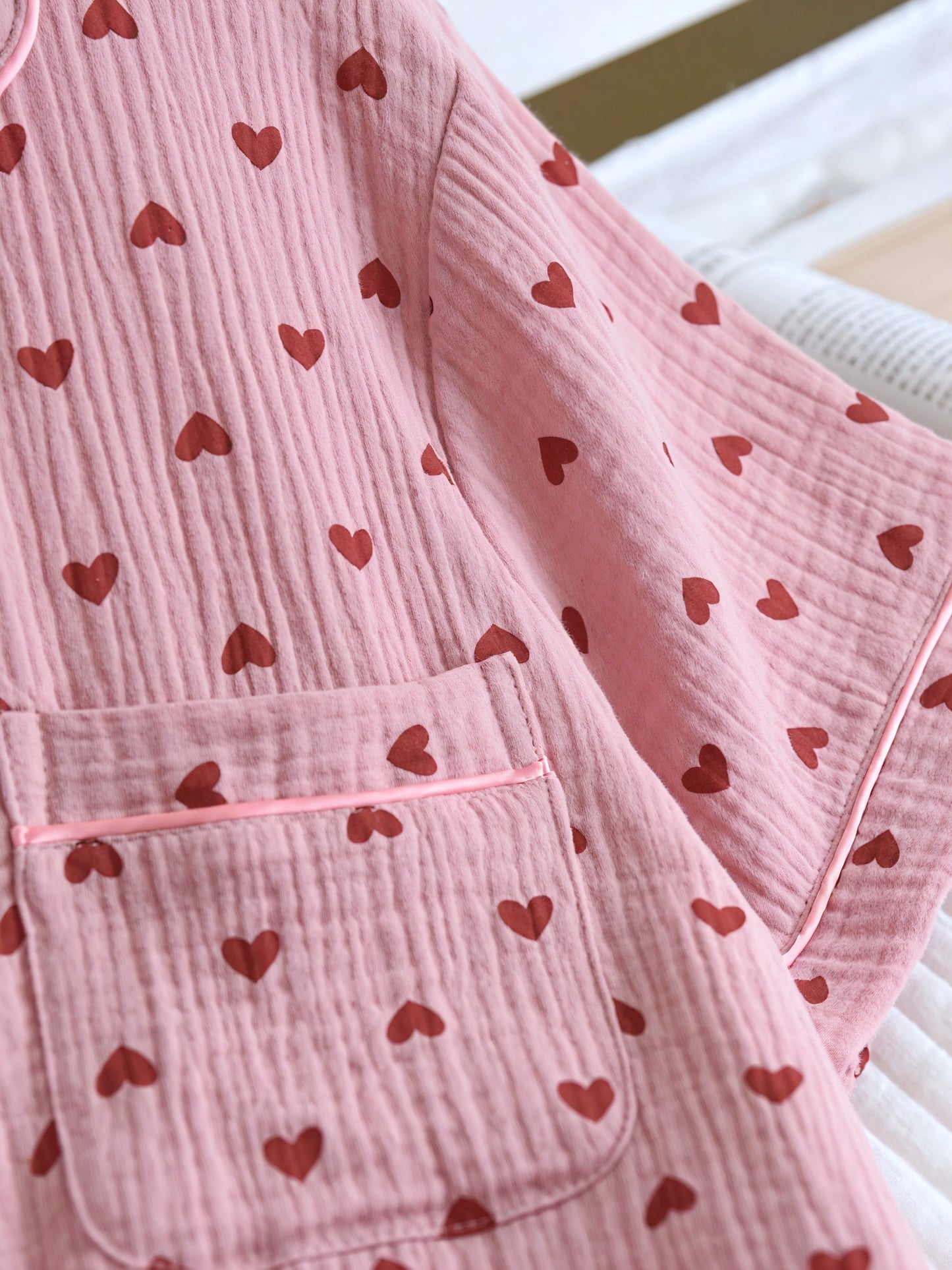 Ensemble Pyjama Femme - Chemise Boutonnée, Short Cœur-Loungewear-Marais Paris-Marais Paris