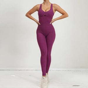 Ensemble Actif Femme - Soutien-gorge et Leggings Taille Haute-Jumpsuits-Marais Paris-Violet-S-Marais Paris
