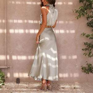 Robe Maxi Élégante à Encolure Halter pour Événements-Long set-Marais Paris-Marais Paris