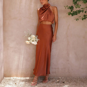 Robe Maxi Élégante à Encolure Halter pour Événements-Long set-Marais Paris-Marais Paris