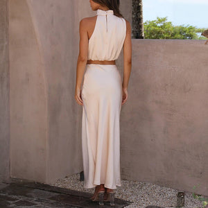 Robe Maxi Élégante à Encolure Halter pour Événements-Long set-Marais Paris-Marais Paris