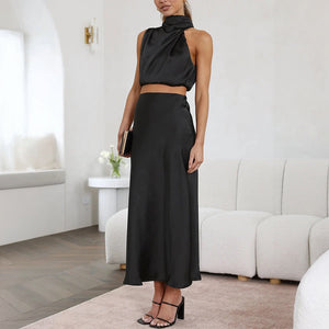Robe Maxi Élégante à Encolure Halter pour Événements-Long set-Marais Paris-Marais Paris