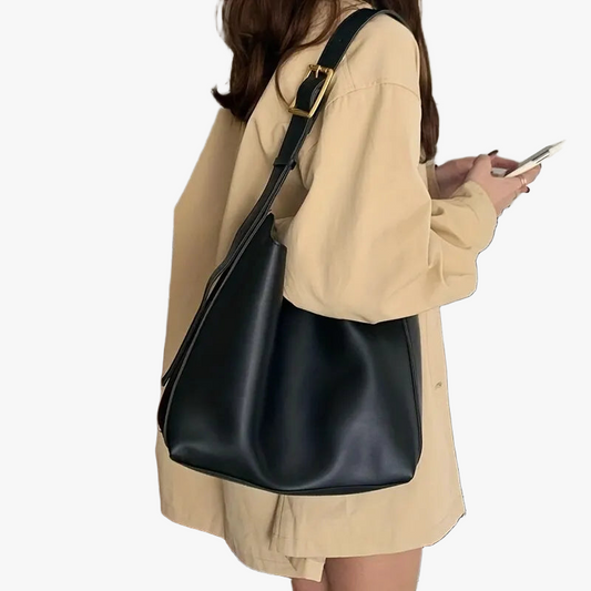 Sac à main moderne et minimaliste avec bandoulière ajustable-Shoulder bag-Marais Paris-Noir-25 Cm X 10 Cm X 27 Cm-Marais Paris