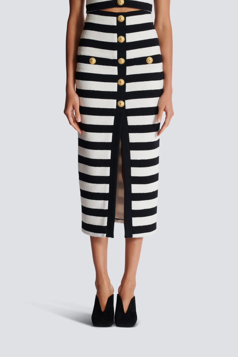 Robe Deux-Pièces Rayée - Ensemble Élégant avec Boutons Dorés-Sets-Marais Paris-Marais Paris