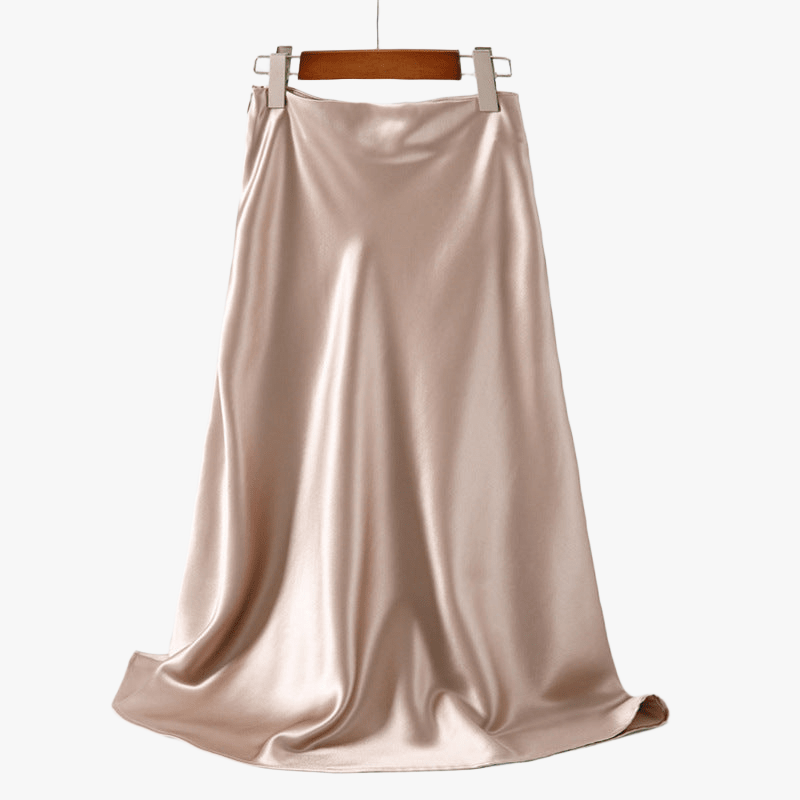 Jupe Midi Élégante en Satin - Design Taille Haute-Women Skirt-Marais Paris-Champagne-XS-Marais Paris