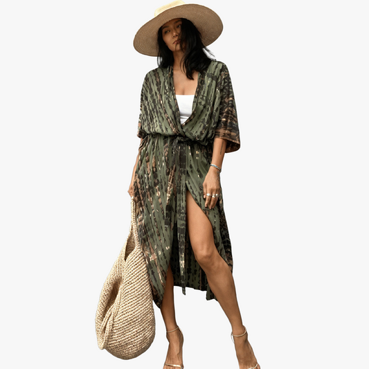 Robe Kimonos Éthérée - Design Bohème et Confort-Women Dress-Marais Paris-Vert-Taille Unique-Marais Paris