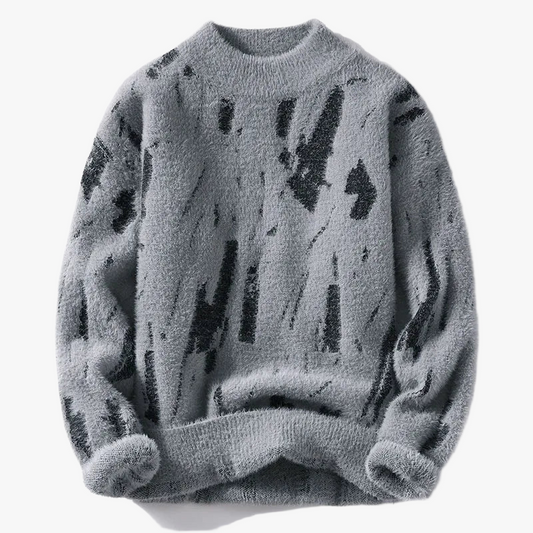 Pull contemporain à motif abstrait pour femmes-Marais Paris-Gris-S-Marais Paris