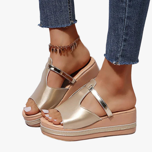 Sandales à plateforme élégantes pour femmes-Orthopedic shoes-Marais Paris-Or-36-Marais Paris
