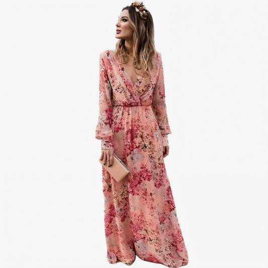Robe Élégante à Manches Longues - Design Romantique et Chic-Women Dress-Marais Paris-Rose-S-Marais Paris