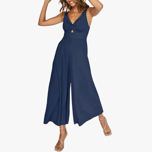 Combinaison Femme Jambes Larges, Taille Cintrée, Découpe-Long dress-Marais Paris-Bleu-XS-Marais Paris