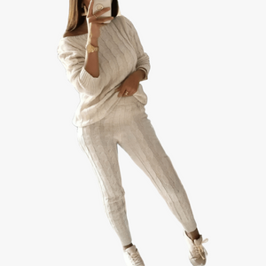 Ensemble Tricoté Décontracté pour Femmes - Confort et Style-Women Set-Marais Paris-Beige-S-Marais Paris