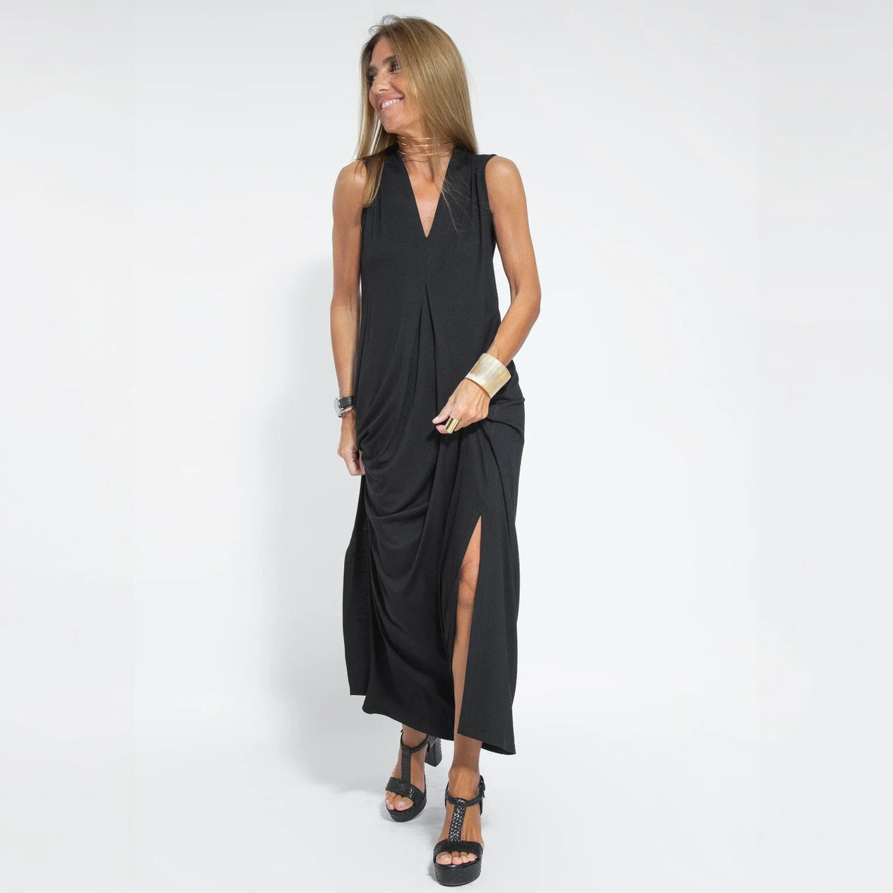 Robe Maxi Élégante et Décontractée pour Femmes-set-Marais Paris-Noir (2)-S-Marais Paris