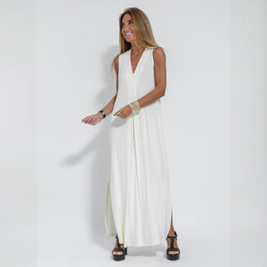 Robe Maxi Élégante et Décontractée pour Femmes-set-Marais Paris-Blanc (2)-S-Marais Paris