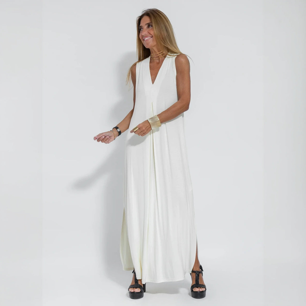 Robe Maxi Élégante et Décontractée pour Femmes-set-Marais Paris-Blanc (2)-S-Marais Paris