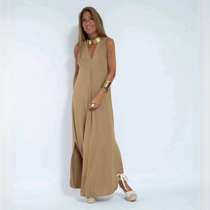 Robe Maxi Élégante et Décontractée pour Femmes-set-Marais Paris-Marron-S-Marais Paris