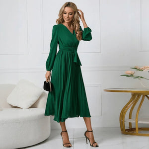 Robe Élégante à Design Enveloppant pour Événements-Women Dress-Marais Paris-Vert-S-Marais Paris