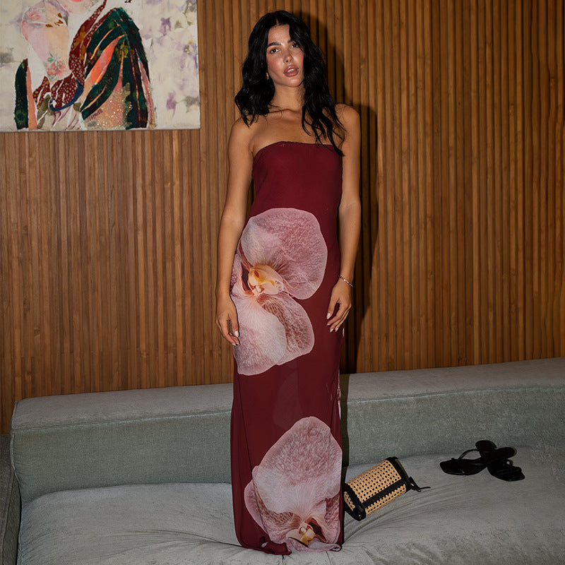 Robe Maxi Florale Sans Bretelles - Élégante et Bohème-Marais Paris-Bourgogne-S-Marais Paris