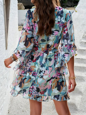 Robe Portefeuille Florale Bohème - Manches Cloche, Ceinture-Dresses-Marais Paris-Marais Paris