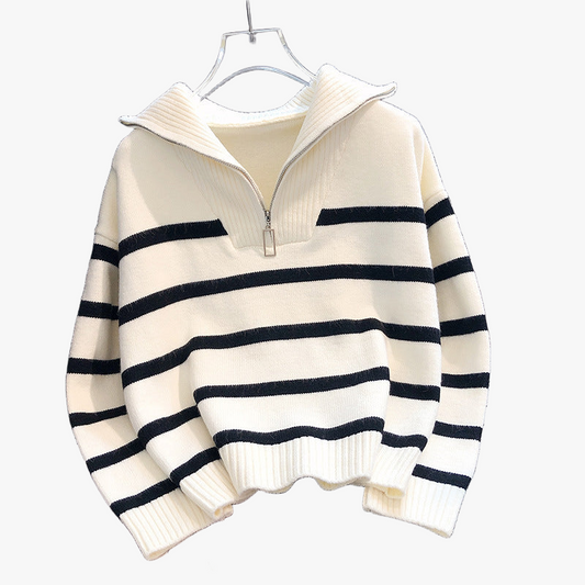 Pull Chic à Col Zippé - Style Casual et Confortable-Sweater-Marais Paris-Blanc-Taille Unique-Marais Paris