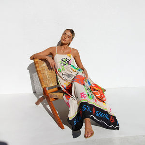 Robe Longue Bohème Imprimée - Bretelles Spaghetti, Motifs Colorés-Dresses-Marais Paris-Marais Paris