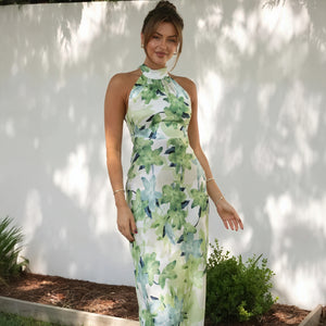 Robe Longue Femme - Style Bohème Chic, Imprimé Floral, Décolleté Halter-Dresses-Marais Paris-Marais Paris