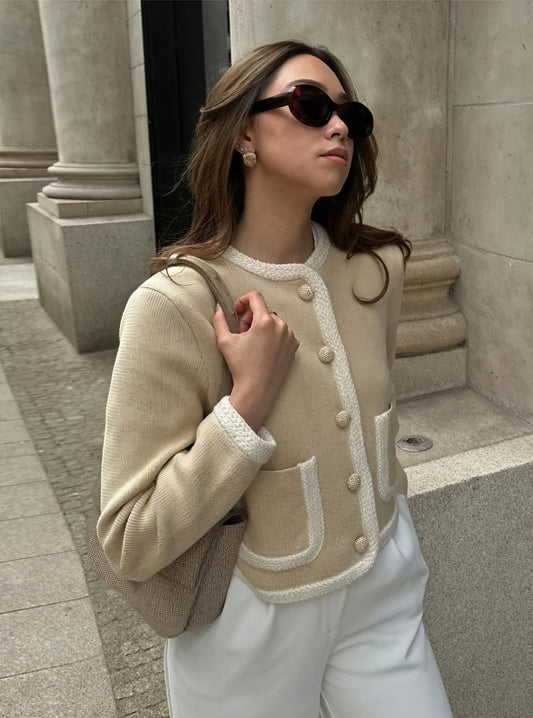 Cardigan Tricoté Femme - Détails Contrastés, Poches Avant-Falling for Autumn-Marais Paris-S-Marais Paris