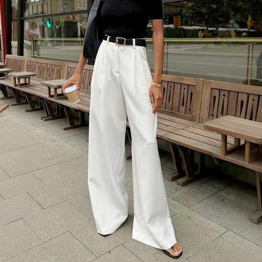 Pantalon Palazzo Taille Haute – Jambes Larges, Ceinture Élégante-Falling for Autumn-Marais Paris-Blanc-6 - 8 (S)-Marais Paris