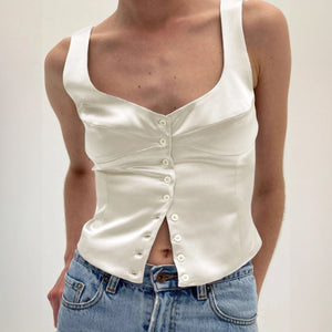 Top Boutonné Femme – Coupe Ajustée, Encolure Carrée Élégante-Old Money Style-Marais Paris-Marais Paris