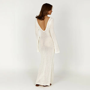Robe Longue Bohème Fluide Encolure V Manches Longues-marbella vibes-Marais Paris-Marais Paris