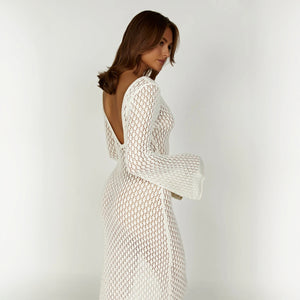 Robe Longue Bohème Fluide Encolure V Manches Longues-marbella vibes-Marais Paris-Marais Paris