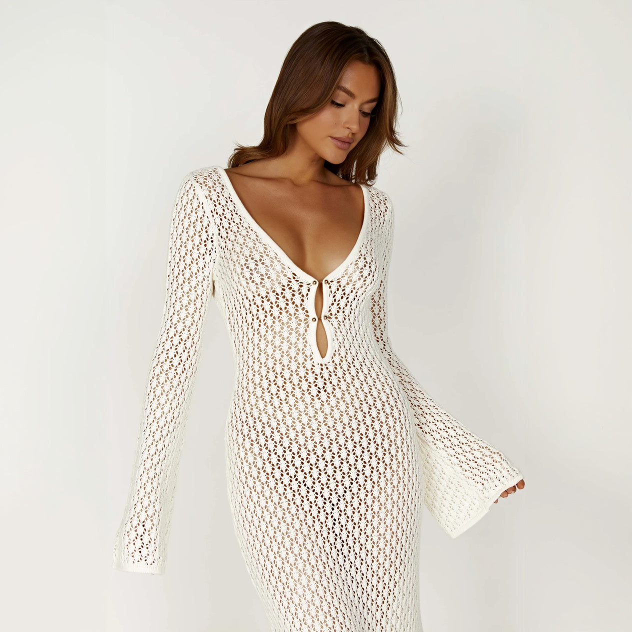 Robe Longue Bohème Fluide Encolure V Manches Longues-marbella vibes-Marais Paris-Marais Paris