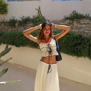 Ensemble Deux Pièces Femme - Haut Court Volants, Jupe Taille Élastique-Holiday vibes-Marais Paris-Marais Paris