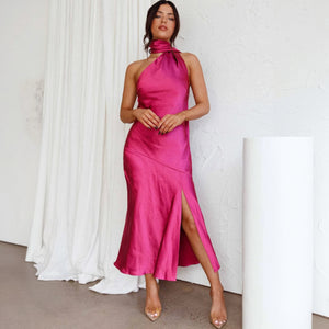 Robe Asymétrique Élégante - Coupe Ajustée, Détail Nœud, Soirée-Wedding Guest-Marais Paris-Marais Paris