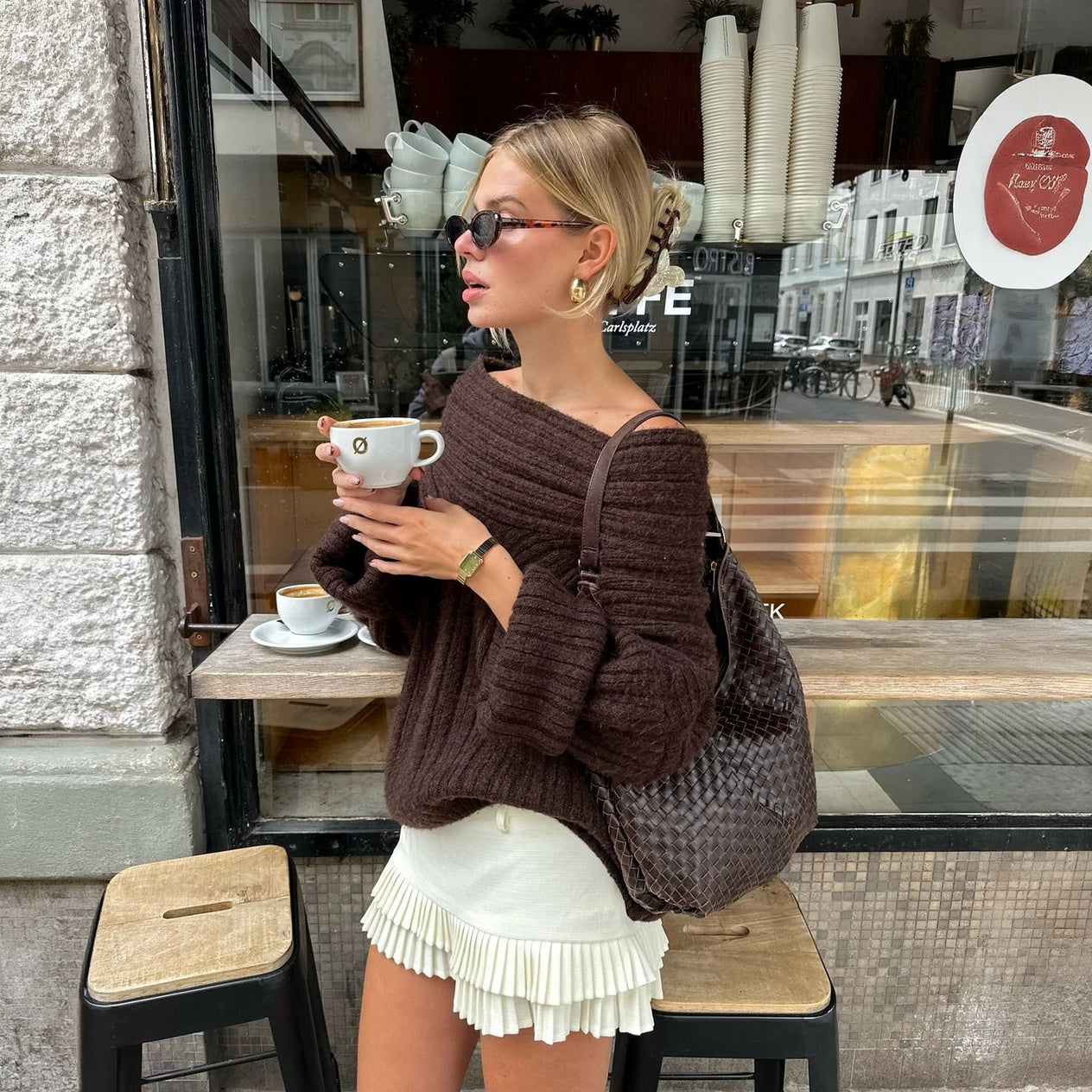 Top Épaule Dénudée Femme - Manches Ballon, Style Chic Décontracté-Marais Paris-XS/S-Marais Paris