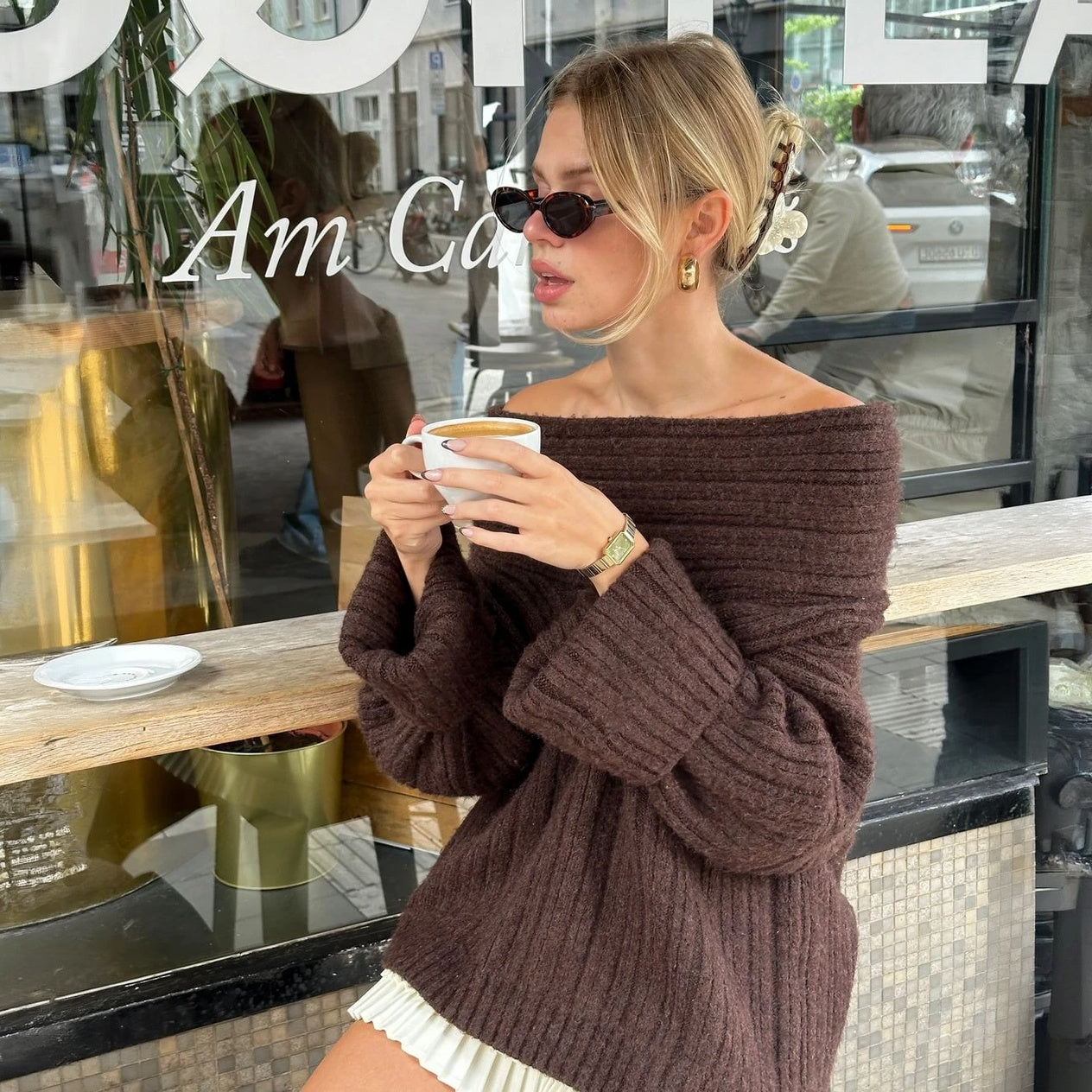 Top Épaule Dénudée Femme - Manches Ballon, Style Chic Décontracté-Marais Paris-Marais Paris