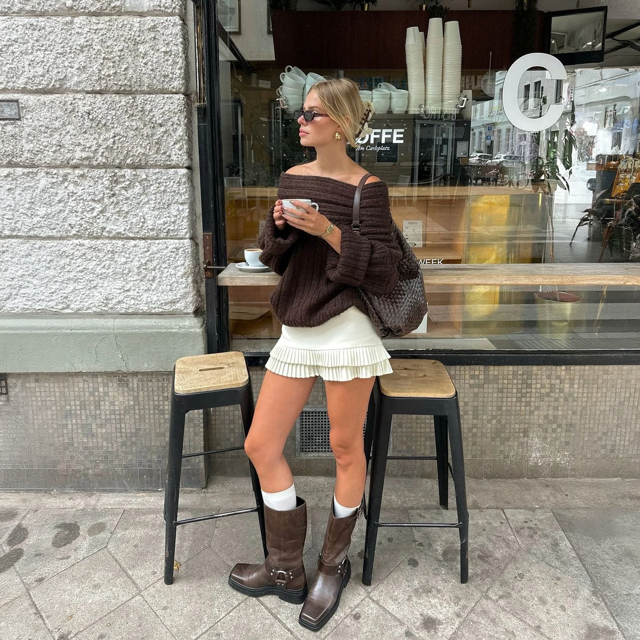 Top Épaule Dénudée Femme - Manches Ballon, Style Chic Décontracté-Marais Paris-Marais Paris