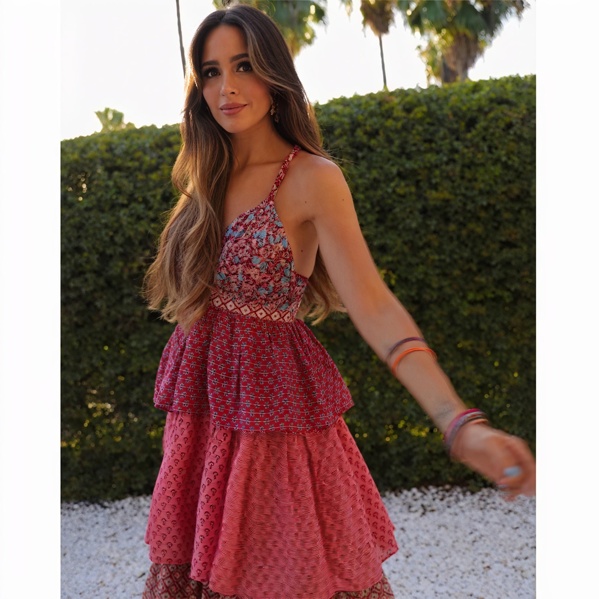 Robe Maxi Bohème à Volants - Coupe Fluide, Motifs Variés-Maxi Dress-Marais Paris-Marais Paris