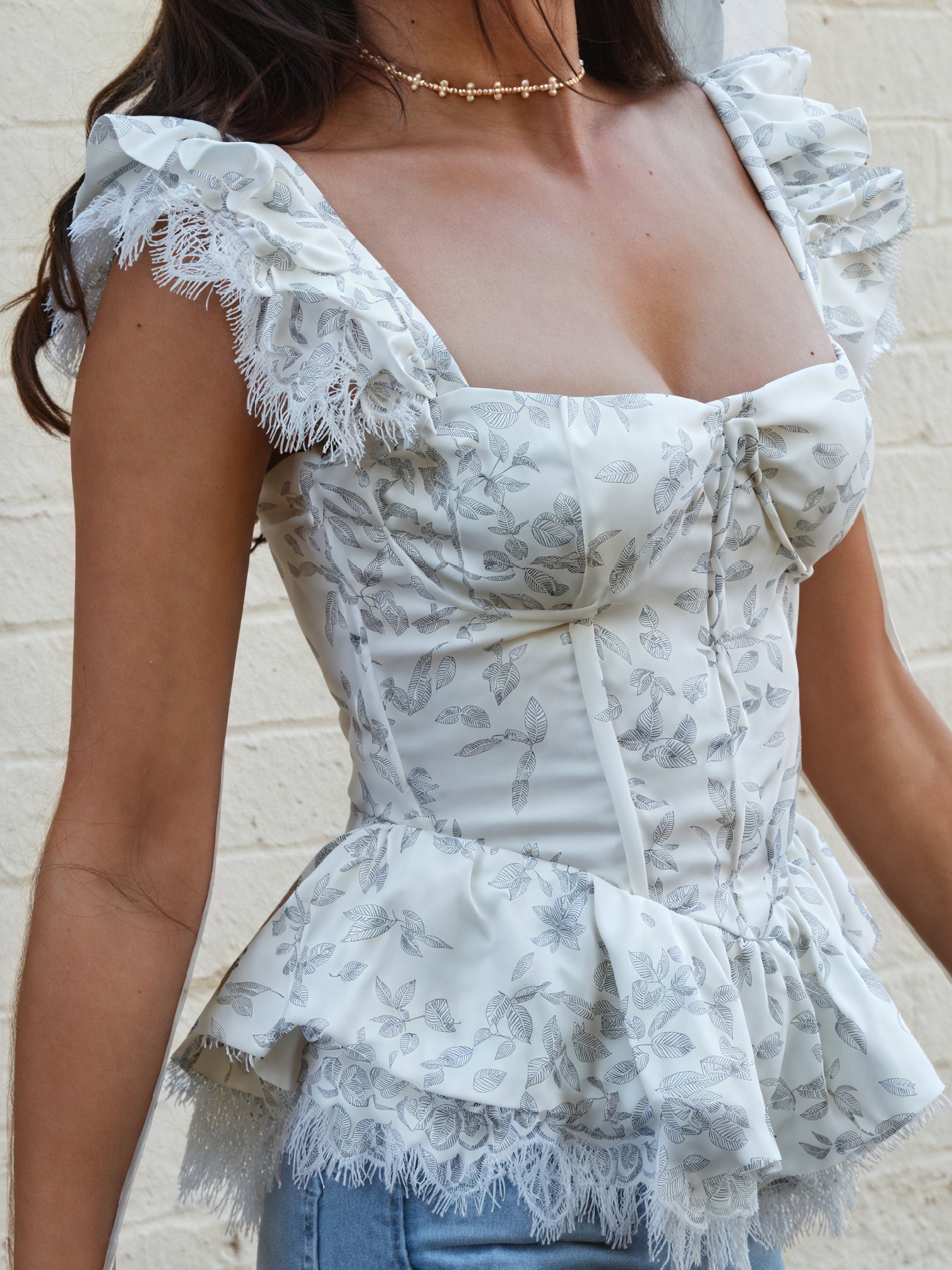 Haut Fleuri Femme - Corsage Péplum Romantique - Marais Paris-Tops-Marais Paris-Marais Paris