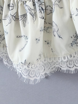 Haut Fleuri Femme - Corsage Péplum Romantique - Marais Paris-Tops-Marais Paris-Marais Paris