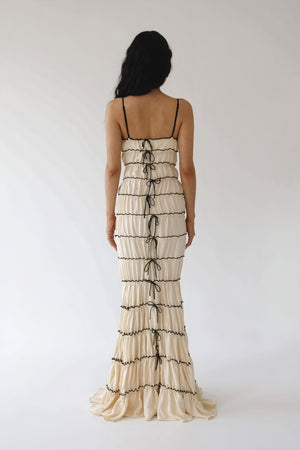 Robe à Volants, Bretelles Fines, Nœuds, Ourlet Évasé-Dresses-Marais Paris-Marais Paris