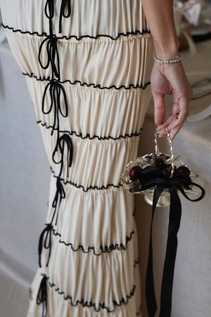 Robe à Volants, Bretelles Fines, Nœuds, Ourlet Évasé-Dresses-Marais Paris-Marais Paris