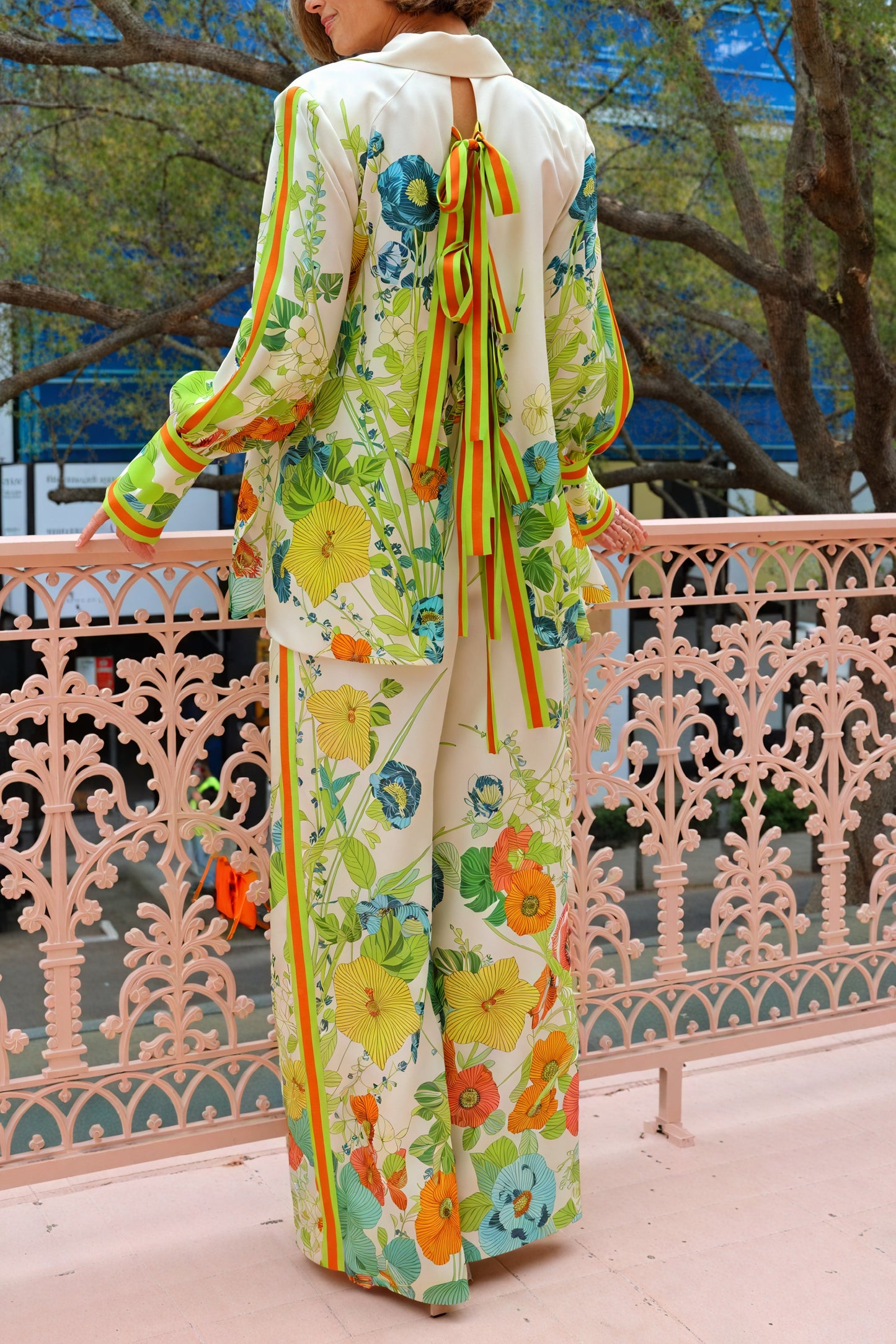 Ensemble Deux Pièces Femme – Imprimé Floral, Pantalon Large, Veste Boutonnée-Sets-Marais Paris-Marais Paris