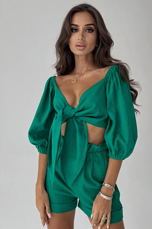 Top et Short Femme - Ensemble Chic Noué Taille Haute-Sets-Marais Paris-Vert-S-Marais Paris