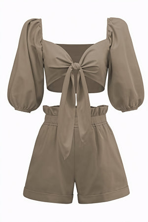 Ensemble Deux Pièces Femme - Top Court, Short Taille Haute-Sets-Marais Paris-Kaki-S-Marais Paris